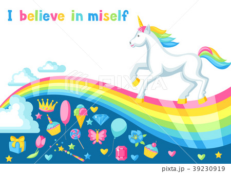 Print or card with unicorn and fantasy items 39230919