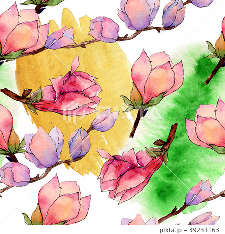 Wildflower magnolia flower pattern in a watercolor Wildflower magnolia flower pattern in a watercolor 39231163