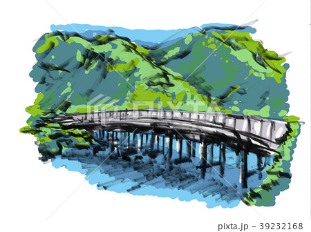渡月橋のイラスト素材 39232168 Pixta
