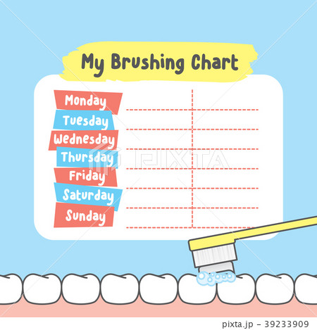 My brushing chart illustration vector on blue My brushing chart illustration vector on blue 39233909