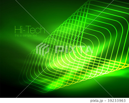 Neon glowing outline squares in dark Neon glowing outline squares in dark 39233963