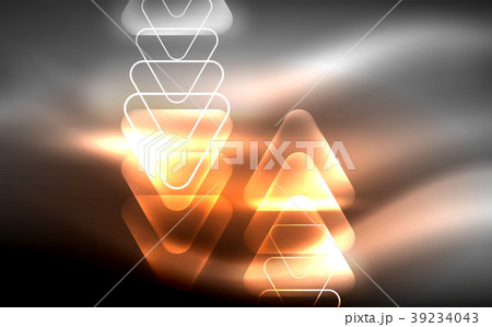 Glowing vector triangle geometric shapes in dark 39234043
