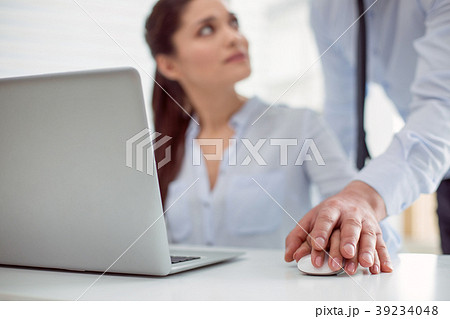 Nice young woman feeling a male hand 39234048