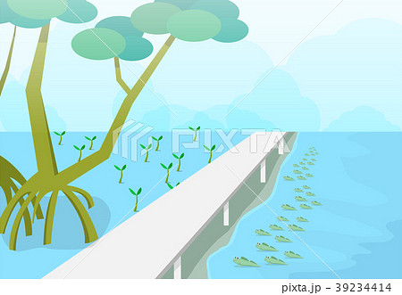 Mudskipper in mangroves forest, nature vector art 39234414
