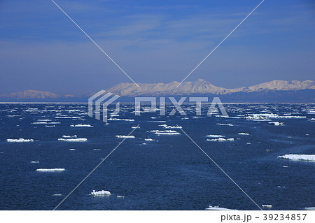 知床連峰と流氷の海 知床連峰と流氷の海 39234857