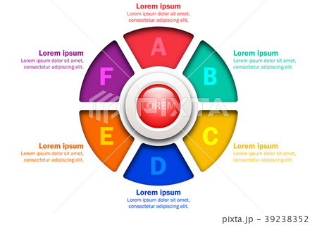 Six topics colorful chart in paper cut style Six topics colorful chart in paper cut style 39238352