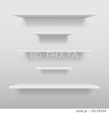 Empty white shop or exhibition shelf, retail white Empty white shop or exhibition shelf, retail white 39239500