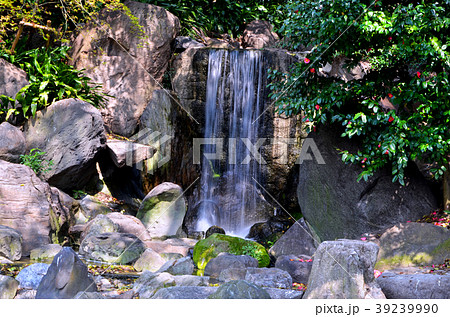大阪 茶臼山の日本庭園の写真素材