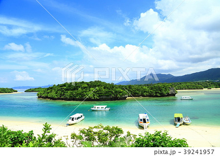 石垣島　川平湾　サンゴ礁と青い海 39241957