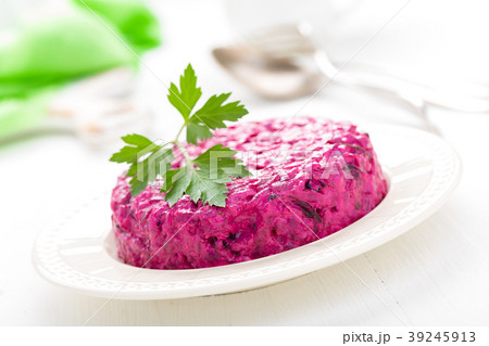 Salad of boiled beet. Beetroot salad with prune 39245913