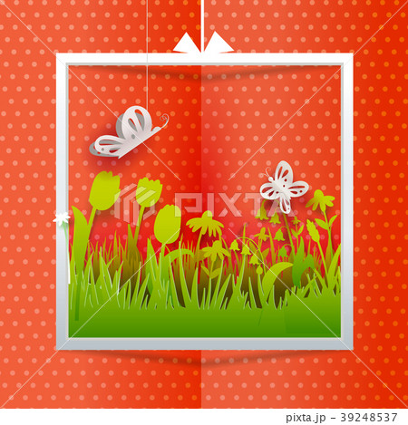 Orange banner with grass Orange banner with grass 39248537