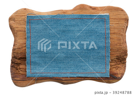 Two frames of denim and wood. Isolated 39248788