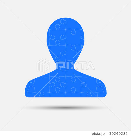 Blue Puzzle Piece Silhouette Man. Jigsaw. 39249282