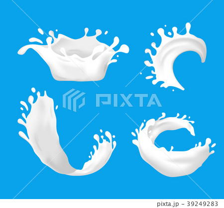 Realistic Detailed 3d Milk Splash Set. Vector 39249283