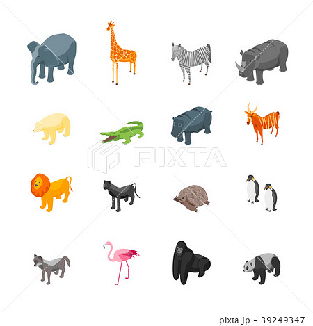 Wild Animals 3d Icons Set Isometric View. Vector Wild Animals 3d Icons Set Isometric View. Vector 39249347