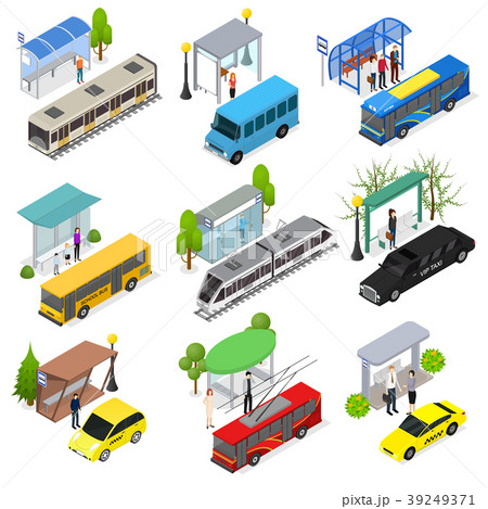 Different Types City Public Transport 3d Icons Set 39249371