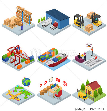 Different Types Warehouse 3d Icons Set Isometric 39249431
