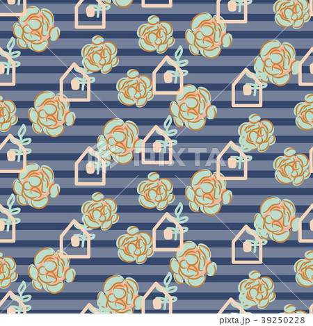 Striped succulent floral seamless vector pattern. Striped succulent floral seamless vector pattern. 39250228