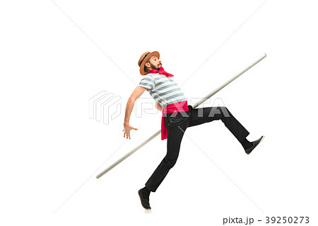 Caucasian man in traditional gondolier costume and Caucasian man in traditional gondolier costume and 39250273