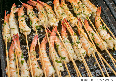 Tasty BBQ prawn skewers. In Australia. Tasty BBQ prawn skewers. In Australia. 39250415