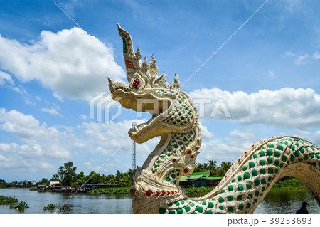 Naga stucco in Thailand. 39253693