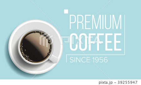 Premium Coffee Background Vector. Blue Backdrop 39255947