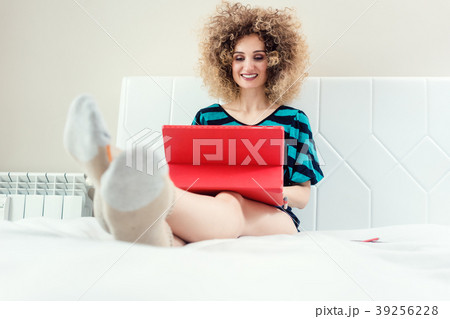 Happy self-employed woman or telecommuter 39256228