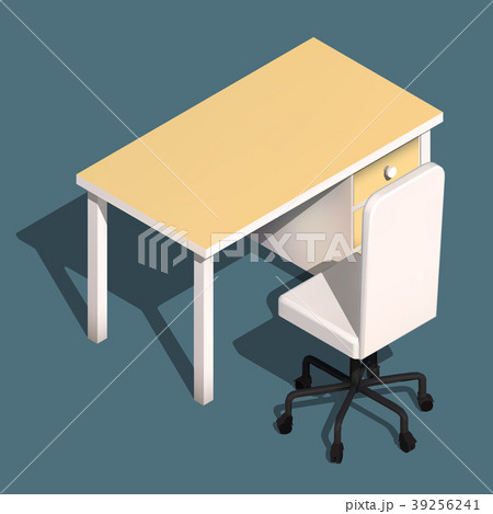 Isometric office table and wheelchair. Modern 39256241