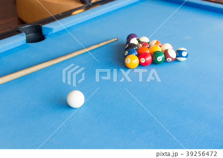 Colorful snooker ball on snooker table Colorful snooker ball on snooker table 39256472