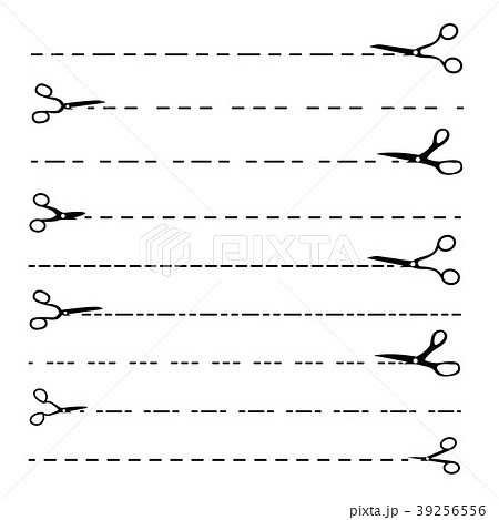Scissor Line Vector. Set Dotted Cutting Lines 39256556
