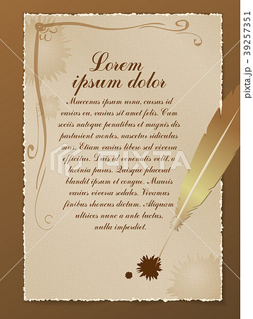 old parchment with a pen and a place for text. Vec 39257351