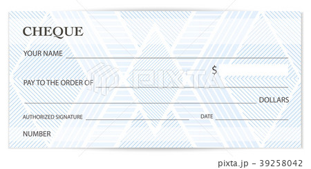 Check (cheque), Chequebook template. Guilloche 39258042