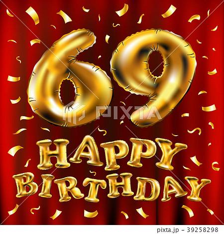vector happy birthday 69 celebration gold balloon vector happy birthday 69 celebration gold balloon 39258298