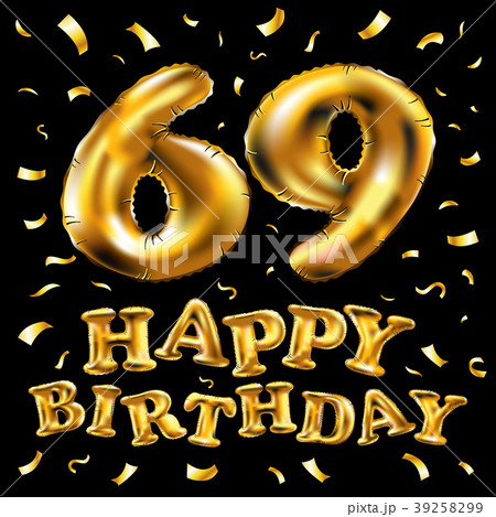 vector happy birthday 69 celebration gold balloon 39258299