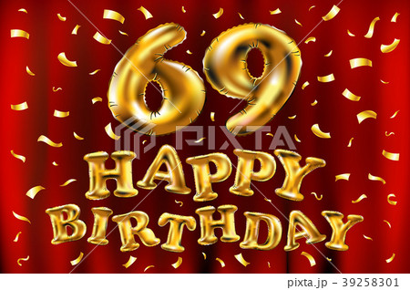 vector happy birthday 69 celebration gold balloon 39258301