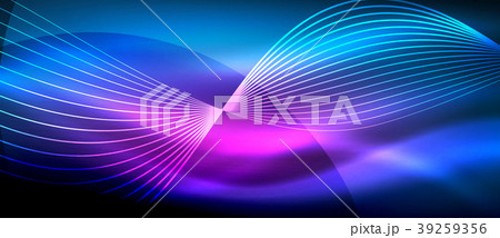 Glowing abstract wave on dark, shiny motion, magic Glowing abstract wave on dark, shiny motion, magic 39259356