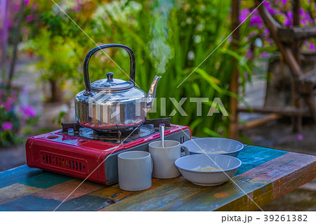 egg porridge and hot coffee 39261382
