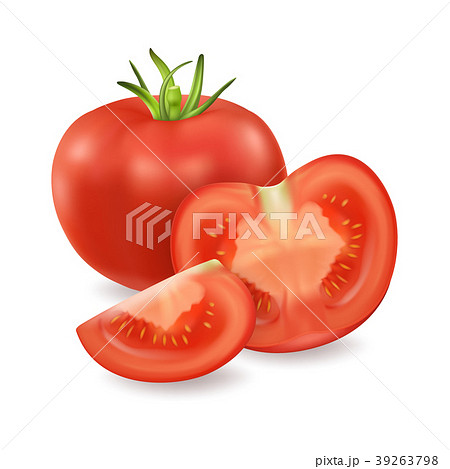 Vector 3d realistic juicy tomato closeup isolated 39263798