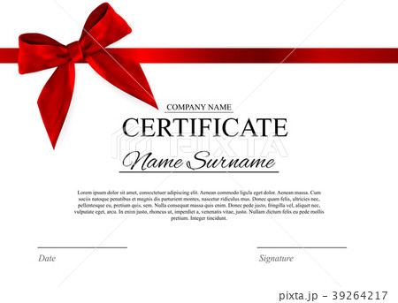 Certificate template Background with red bow Certificate template Background with red bow 39264217