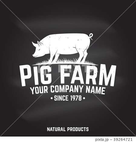 Pig Farm Badge or Label. Vector illustration. 39264721