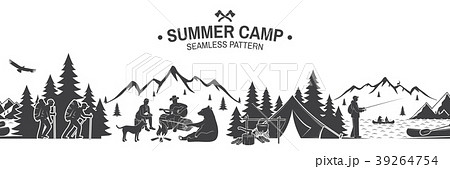 Summer camp seamless pattern. Vector illustration. Summer camp seamless pattern. Vector illustration. 39264754