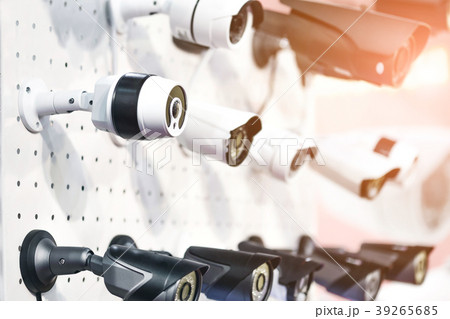 Rows of  white an black professional surveillanc 39265685