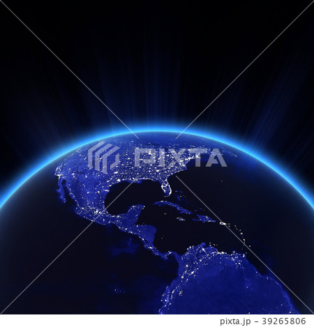 Central America and USA city lights at night 3d 39265806