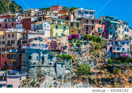 Village of Manarola with ferry, Cinque Terre,  39266192