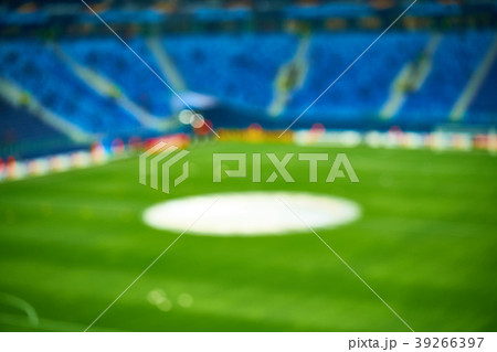 Empty blue green football soccer field stadium. Empty blue green football soccer field stadium. 39266397