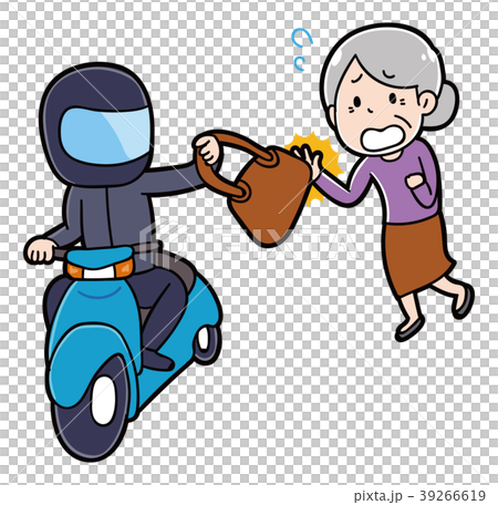 引ったくりにあうおばあさんのイラスト 39266619