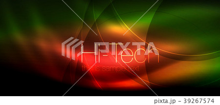 Glossy light effect neon glowing waves, shiny 39267574