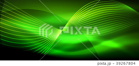 Glowing abstract wave on dark, shiny motion, magic 39267804