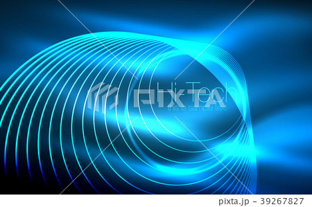 Circular glowing neon shapes, techno background 39267827