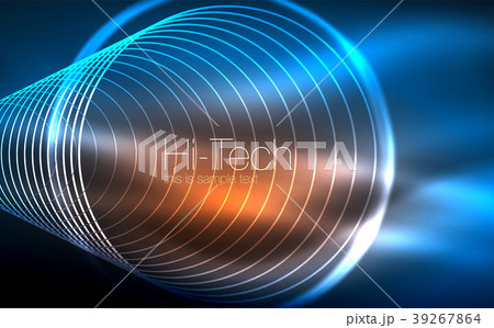 Circular glowing neon shapes, techno background 39267864
